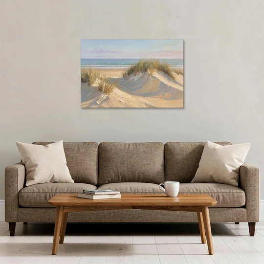 Coastal Paintings of Sea Grass Dunes - Canvas Wall Art - Sofa - 36x24