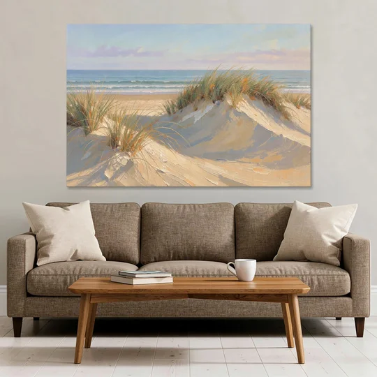 Coastal Paintings of Sea Grass Dunes - Canvas Wall Art - Sofa - 60x40