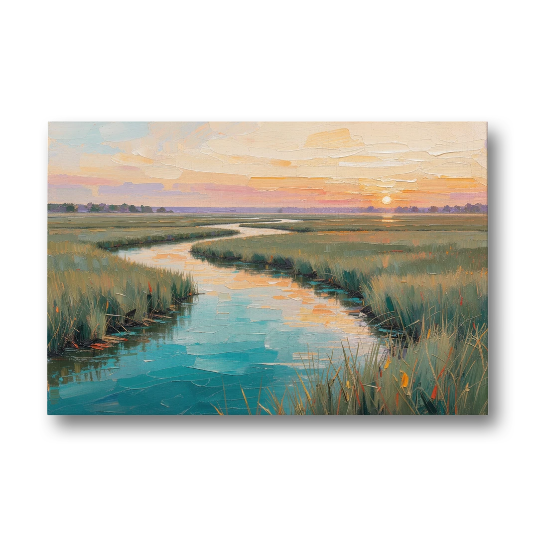 Coastal Salt Marsh at Sunrise for a Big Wall - Canvas Wall Art - Front