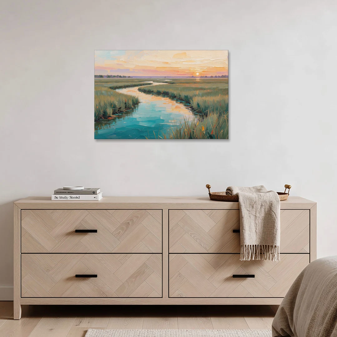 Coastal Salt Marsh at Sunrise for a Big Wall - Canvas Wall Art - Coffee Table - 36x24