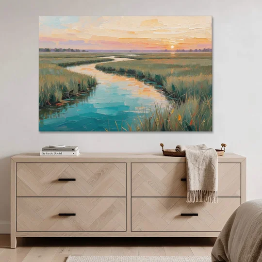 Coastal Salt Marsh at Sunrise for a Big Wall - Canvas Wall Art - Coffee Table - 60x40
