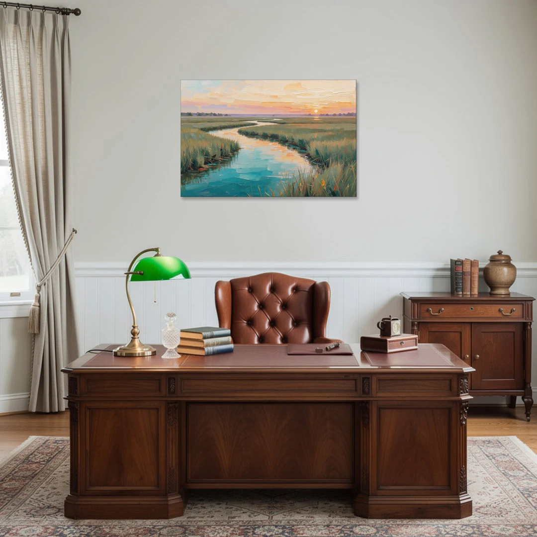 Coastal Salt Marsh at Sunrise for a Big Wall - Canvas Wall Art - Office - 36x24