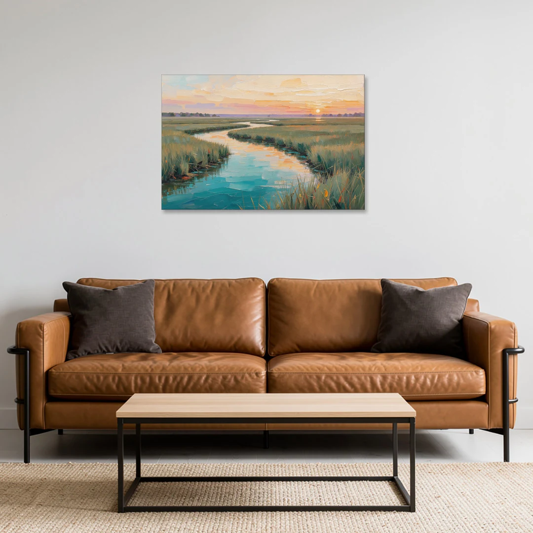 Coastal Salt Marsh at Sunrise for a Big Wall - Canvas Wall Art - Sofa - 36x24