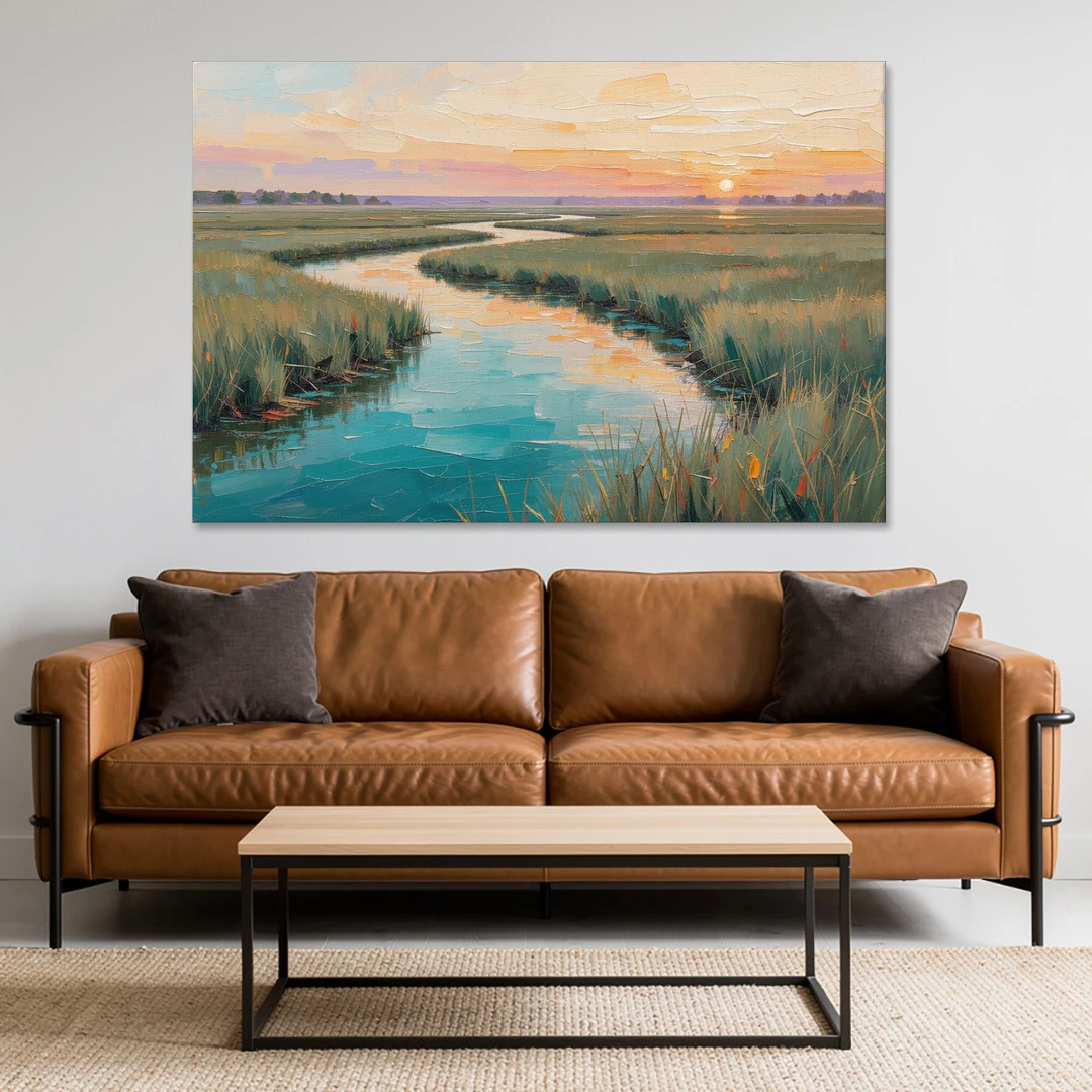 Coastal Salt Marsh at Sunrise for a Big Wall - Canvas Wall Art - Sofa - 60x40