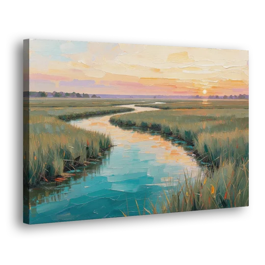 Coastal Salt Marsh at Sunrise for a Big Wall - Canvas Wall Art - Side