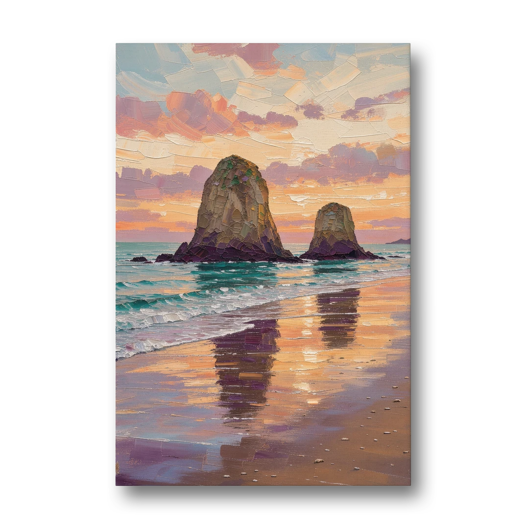 Coastal Sea Stacks at Sunset - Canvas Wall Art - Front