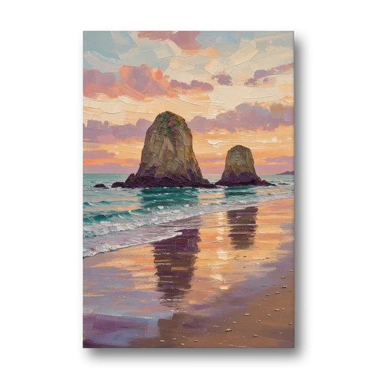 Coastal Sea Stacks at Sunset - Canvas Wall Art - Front