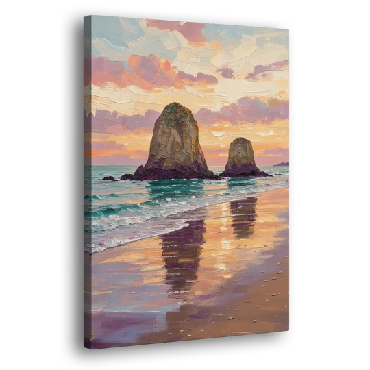 Coastal Sea Stacks at Sunset - Canvas Wall Art - Side