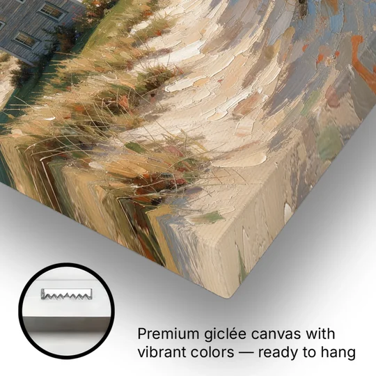 Coastal Wall Art for Living Room with Foggy Saltbox - Canvas Wall Art - Gallery Wrap Corner