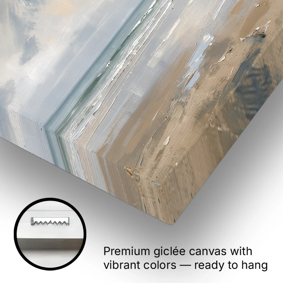 Coastal Wall Art of a Misty Low Tide Shore - Canvas Wall Art - Gallery Wrap Corner