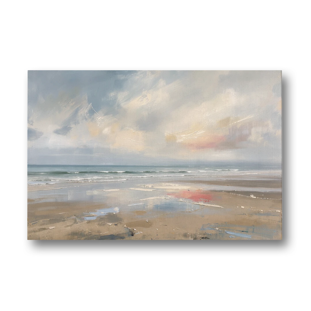Coastal Wall Art of a Misty Low Tide Shore - Canvas Wall Art - Front