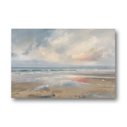 Coastal Wall Art of a Misty Low Tide Shore - Canvas Wall Art - Front