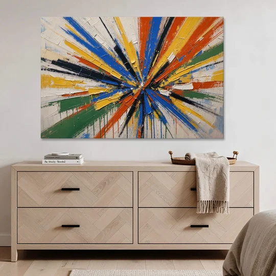 Cobalt Starburst Statement for the Living Room - Canvas Wall Art - Coffee Table - 60x40