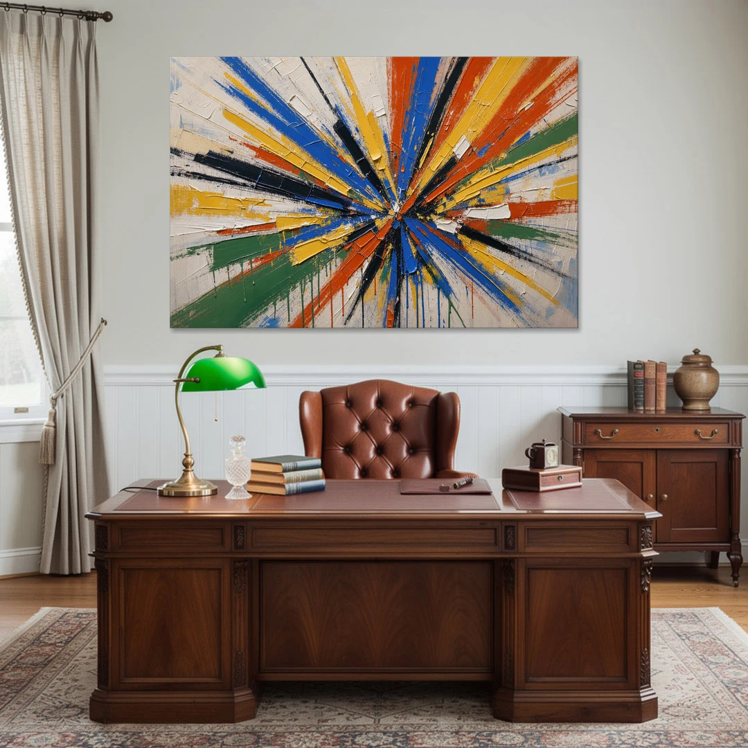 Cobalt Starburst Statement for the Living Room - Canvas Wall Art - Office - 60x40