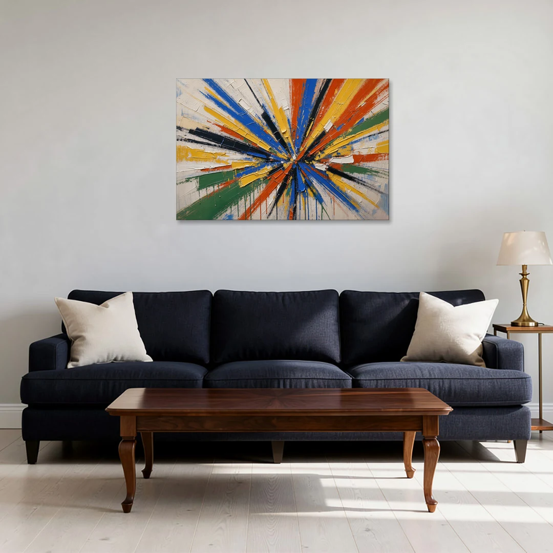 Cobalt Starburst Statement for the Living Room - Canvas Wall Art - Sofa - 36x24