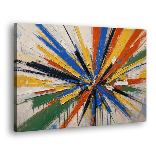 Cobalt Starburst Statement for the Living Room - Canvas Wall Art - Side