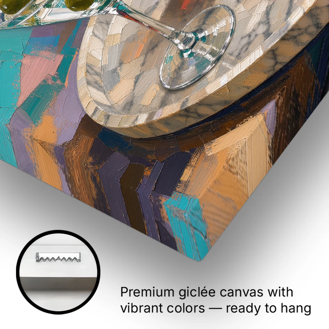 Cocktail Painting on a Marble Tray - Canvas Wall Art - Gallery Wrap Corner