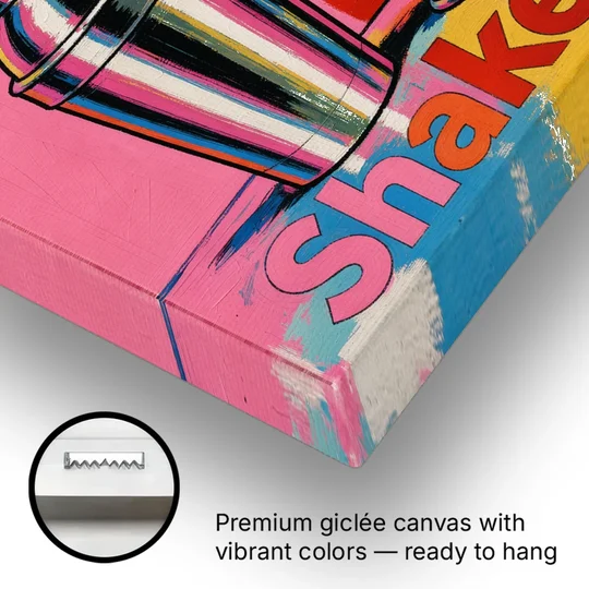 Cocktail Shaker Painting with Jigger and Strainer - Canvas Wall Art - Gallery Wrap Corner
