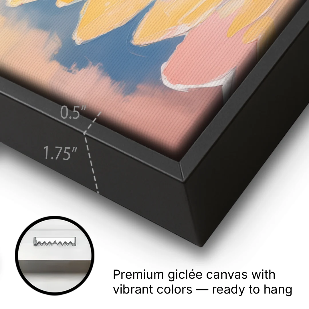 Coco Beach Sunrise - Black Framed Canvas Wall Art - Gallery Wrap Corner