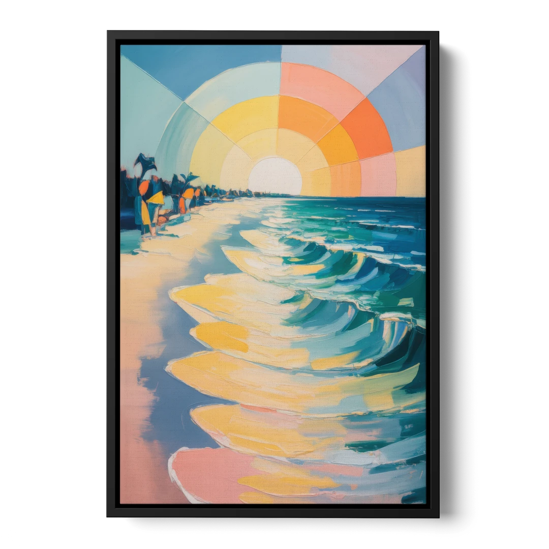 Coco Beach Sunrise - Black Framed Canvas Wall Art - Front
