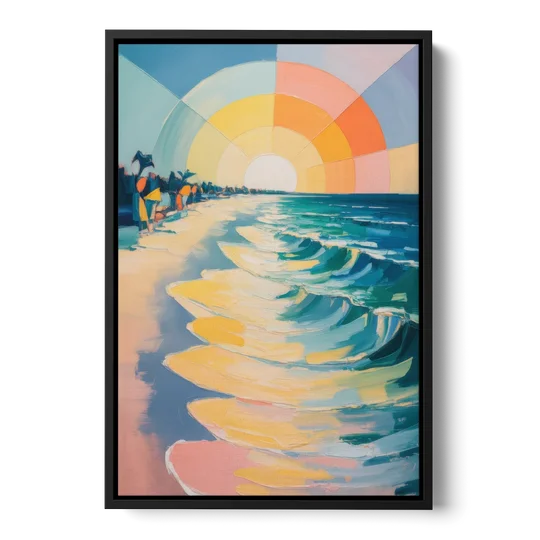 Coco Beach Sunrise - Black Framed Canvas Wall Art - Front