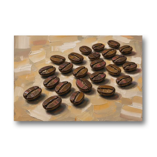 Coffee Bean Painting Scattered on Amber - Canvas Wall Art - Front
