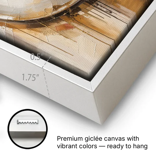 Coffee Cup Canvas Rosetta Latte in Gold - White Framed Canvas Wall Art - Gallery Wrap Corner