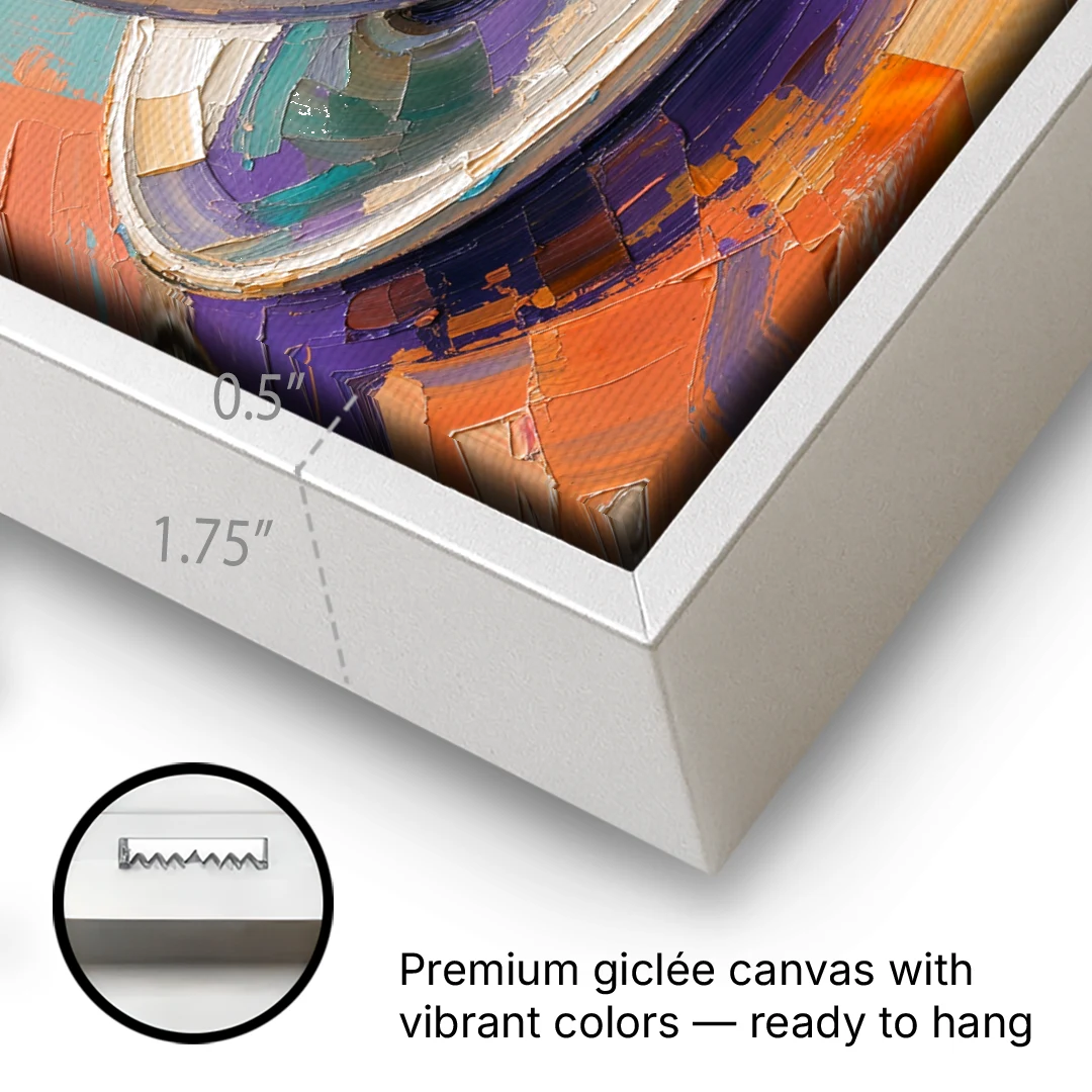 Coffee Cup Painting in Palette Knife Pastels - White Framed Canvas Wall Art - Gallery Wrap Corner