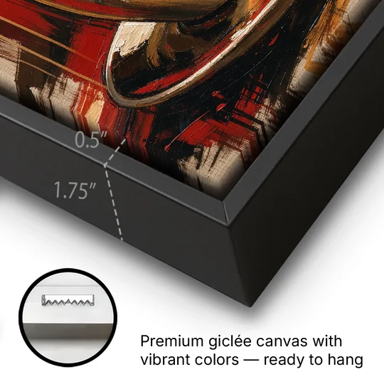 Coffee Station Decor with a Crimson Cappuccino - Black Framed Canvas Wall Art - Gallery Wrap Corner