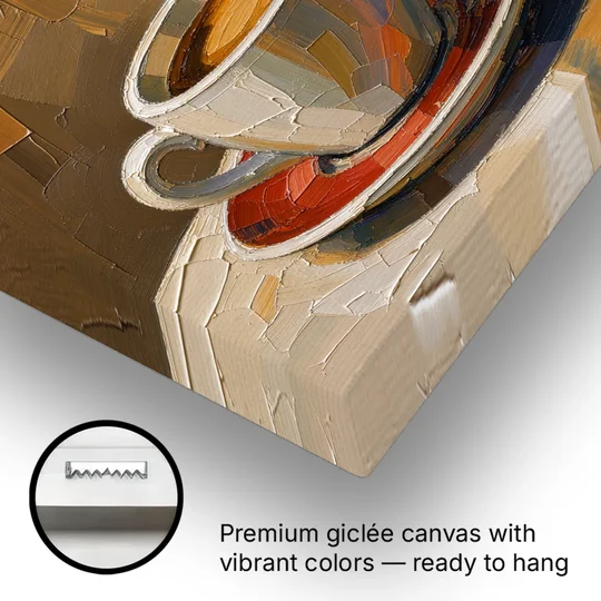 Coffee Still Life Painting Espresso and Cappuccino Duo - Canvas Wall Art - Gallery Wrap Corner