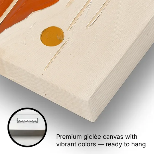 Color Block Painting of a Mirrored Terracotta Mountain - Canvas Wall Art - Gallery Wrap Corner