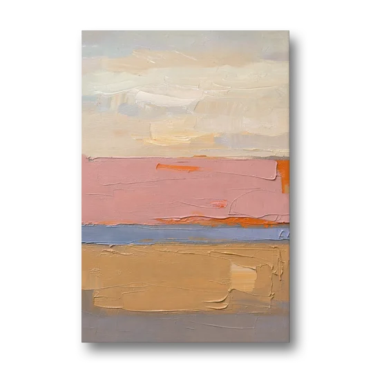 Color Field Abstract Painting in Blush and Ochre - Canvas Wall Art - Front