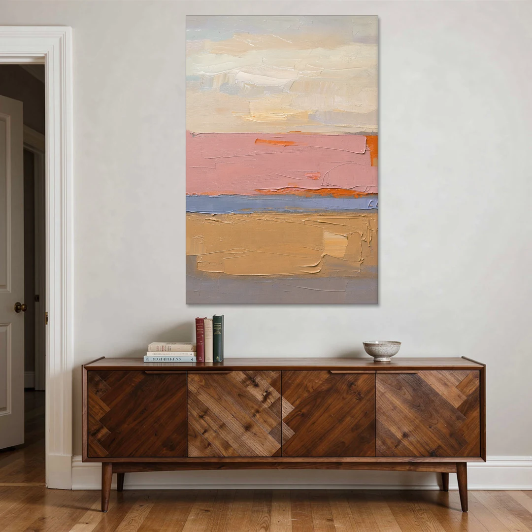 Color Field Abstract Painting in Blush and Ochre - Canvas Wall Art - Coffee Table - 40x60