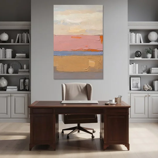Color Field Abstract Painting in Blush and Ochre - Canvas Wall Art - Office - 40x60