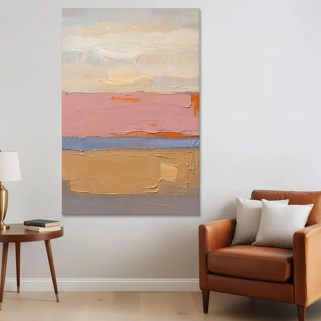 Color Field Abstract Painting in Blush and Ochre - Canvas Wall Art - Sofa - 40x60