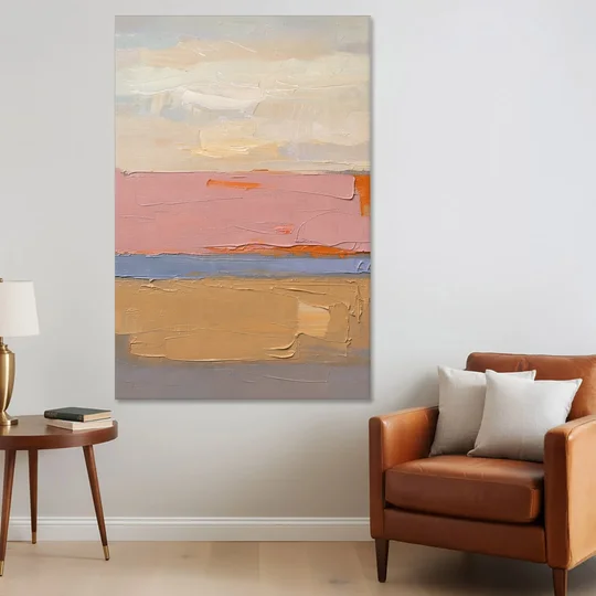 Color Field Abstract Painting in Blush and Ochre - Canvas Wall Art - Sofa - 40x60