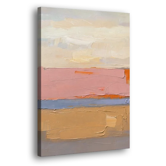 Color Field Abstract Painting in Blush and Ochre - Canvas Wall Art - Side