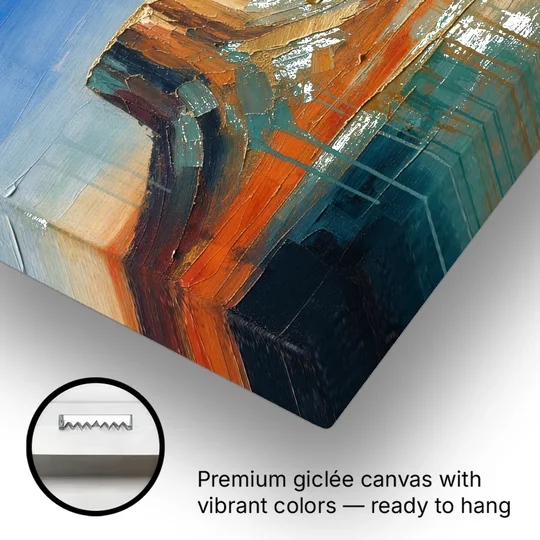 Color Field Painting with Dripping Desert Mesa - Canvas Wall Art - Gallery Wrap Corner