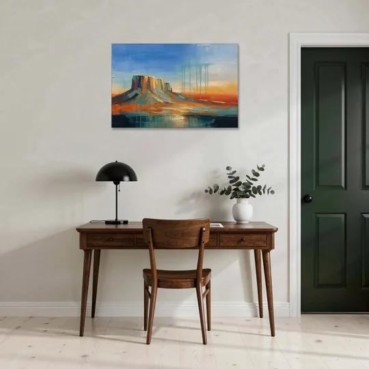 Color Field Painting with Dripping Desert Mesa - Canvas Wall Art - Office - 36x24