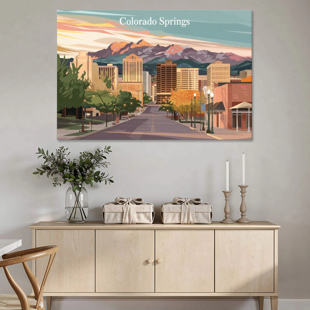 Colorado Springs Downtown Charm - Canvas Wall Art - Coffee Table - 60x40