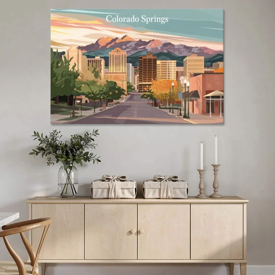 Colorado Springs Downtown Charm - Canvas Wall Art - Coffee Table - 60x40
