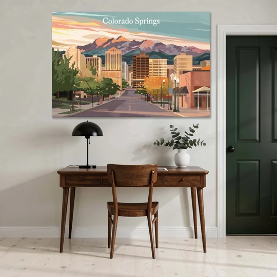 Colorado Springs Downtown Charm - Canvas Wall Art - Office - 60x40
