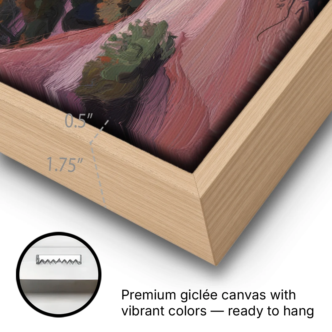 Colorado Springs Garden of the Gods - Oak Framed Canvas Wall Art - Gallery Wrap Corner