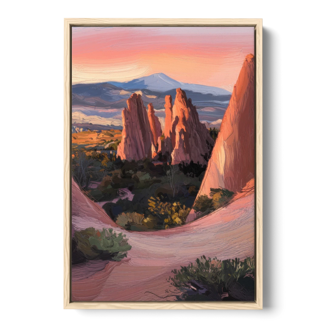 Colorado Springs Garden of the Gods - Oak Framed Canvas Wall Art - Front