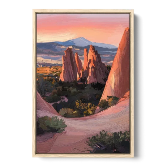 Colorado Springs Garden of the Gods - Oak Framed Canvas Wall Art - Front