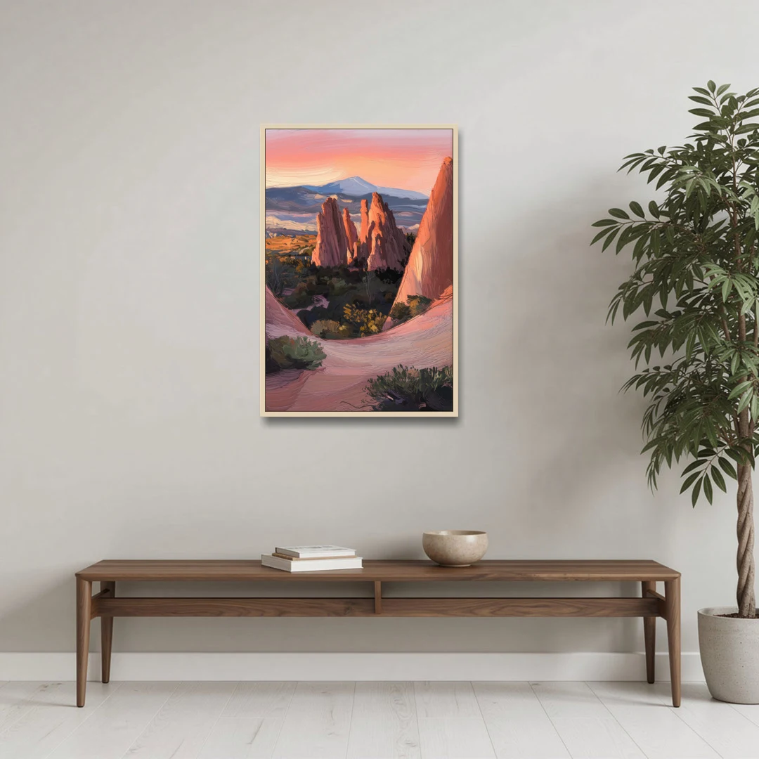 Colorado Springs Garden of the Gods - Oak Framed Canvas Wall Art - Coffee Table - 24x36