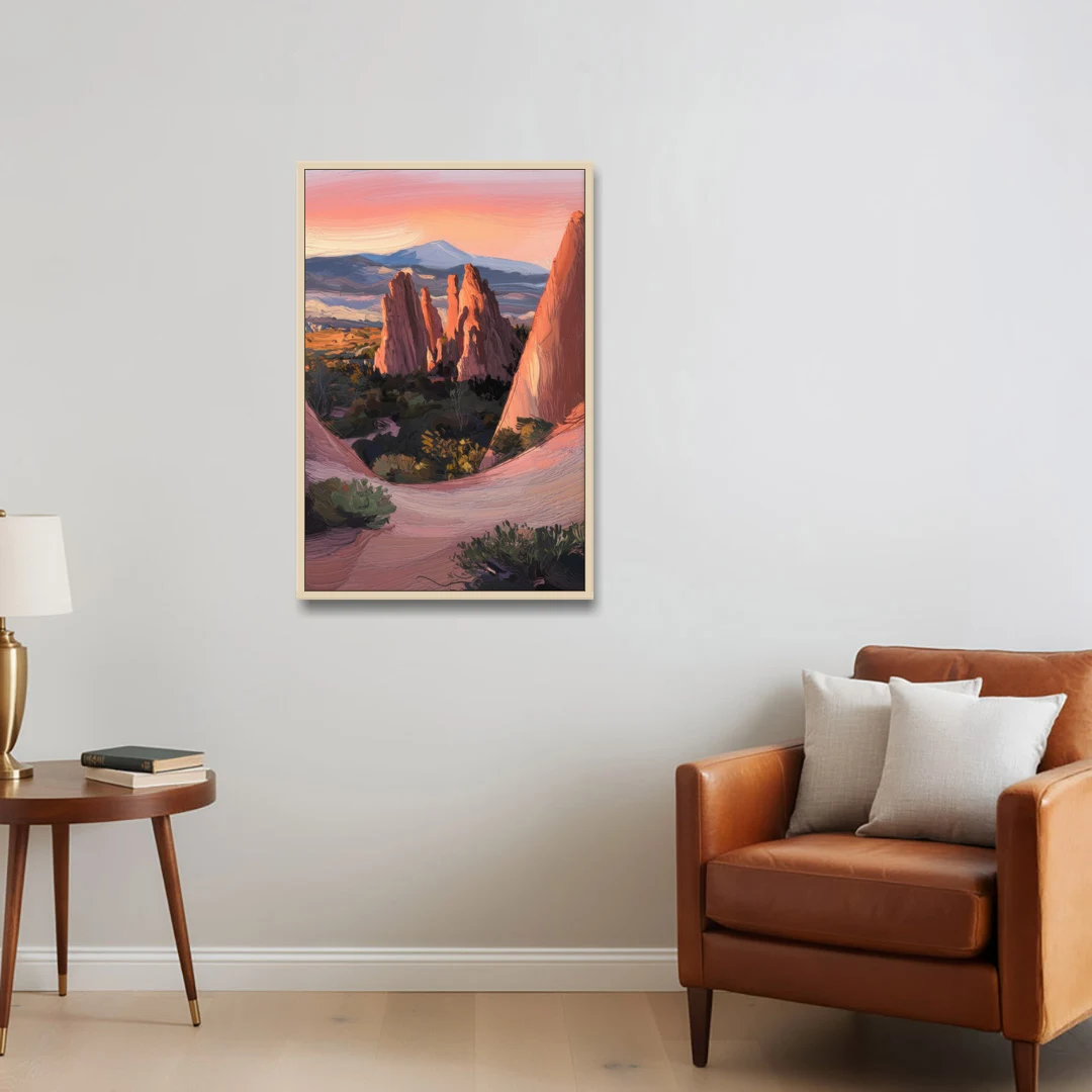 Colorado Springs Garden of the Gods - Oak Framed Canvas Wall Art - Sofa - 24x36