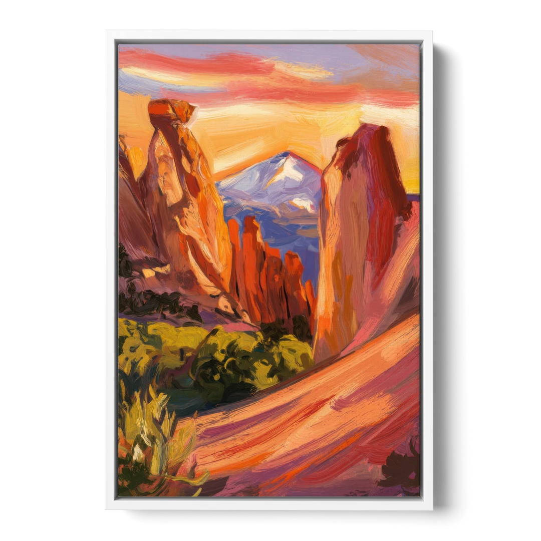 Colorado Springs Mountain View - White Framed Canvas Wall Art - Front