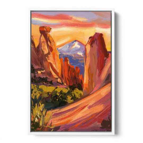 Colorado Springs Mountain View - White Framed Canvas Wall Art - Front