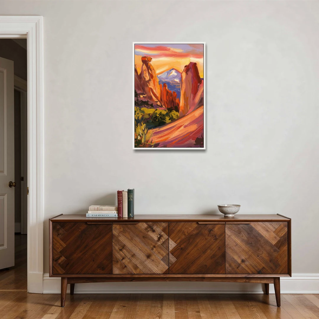 Colorado Springs Mountain View - White Framed Canvas Wall Art - Coffee Table - 24x36